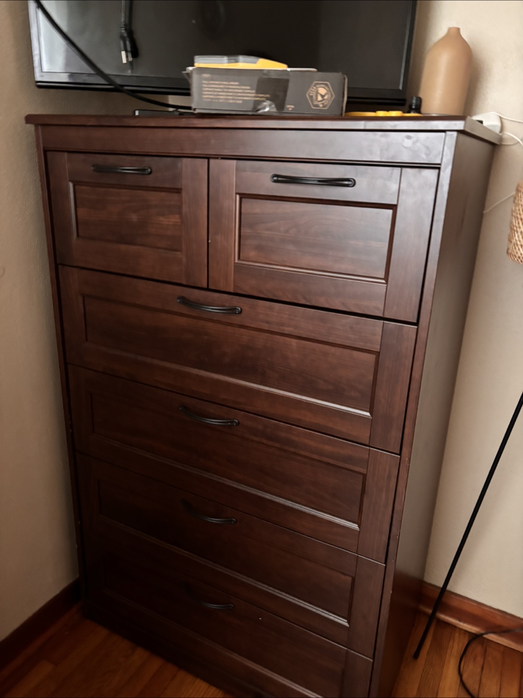 Dark Brown Wood Chest of Drawers