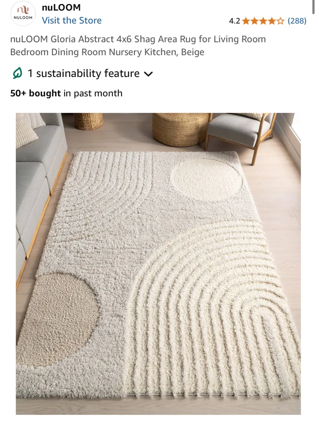 nuLOOM Gloria Abstract 4x6 Shag Area Rug - Beige thumbnail