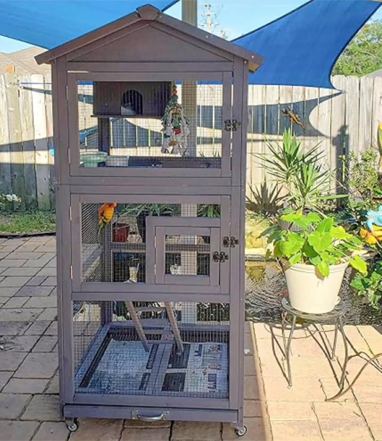 PawHut Bird Cage - Dark Grey, 86x78x180cm thumbnail