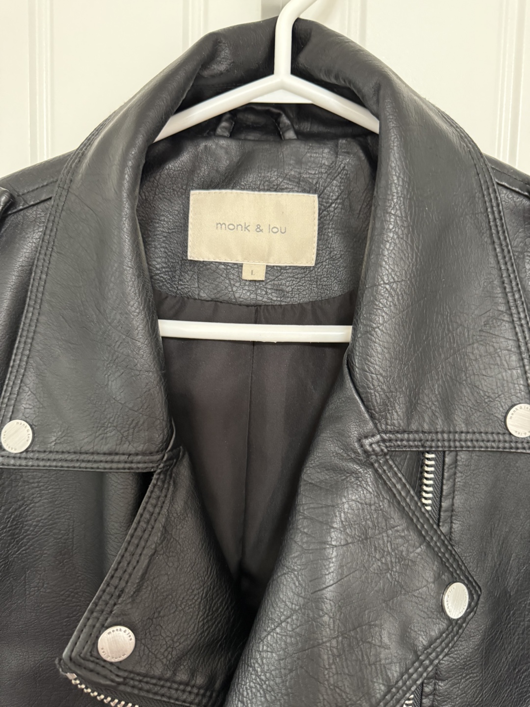 Monk & Lou Black Faux Leather Jacket - Size L - photo 2