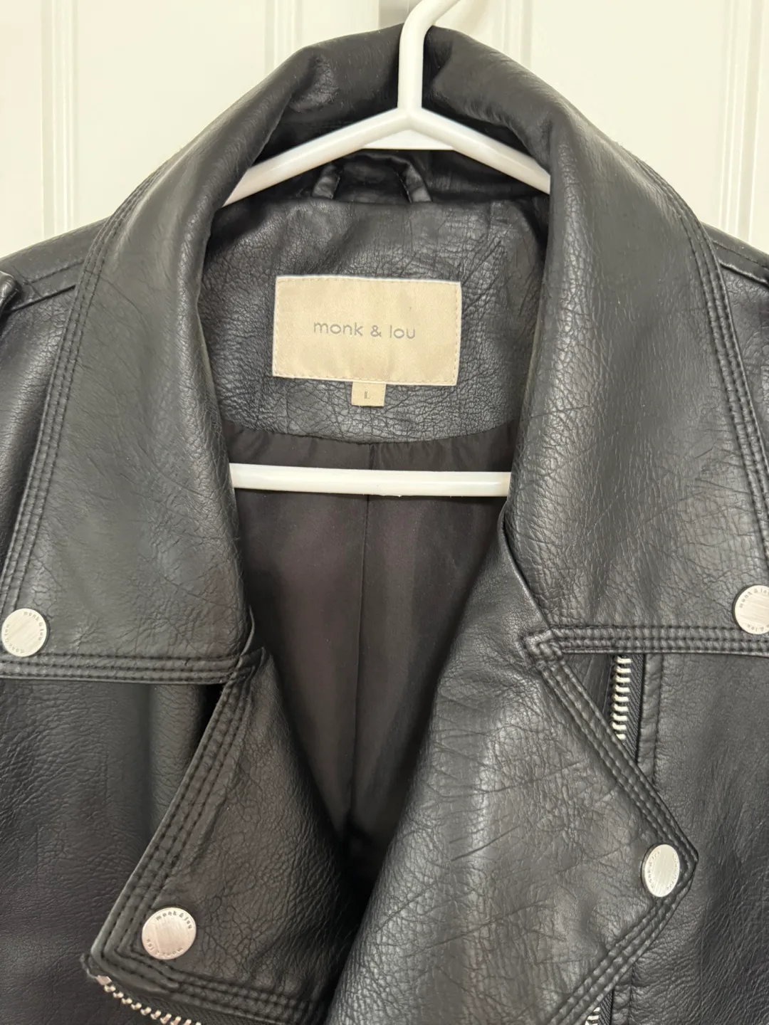 Monk & Lou Black Faux Leather Jacket - Size L image indicator(2)