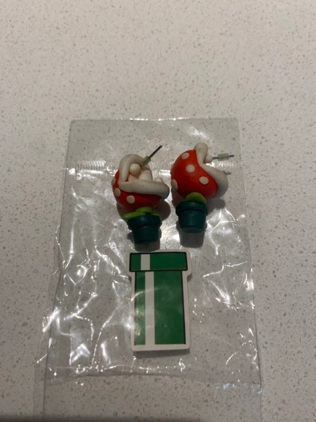 Super Mario Piranha Plant Earrings - Handmade thumbnail