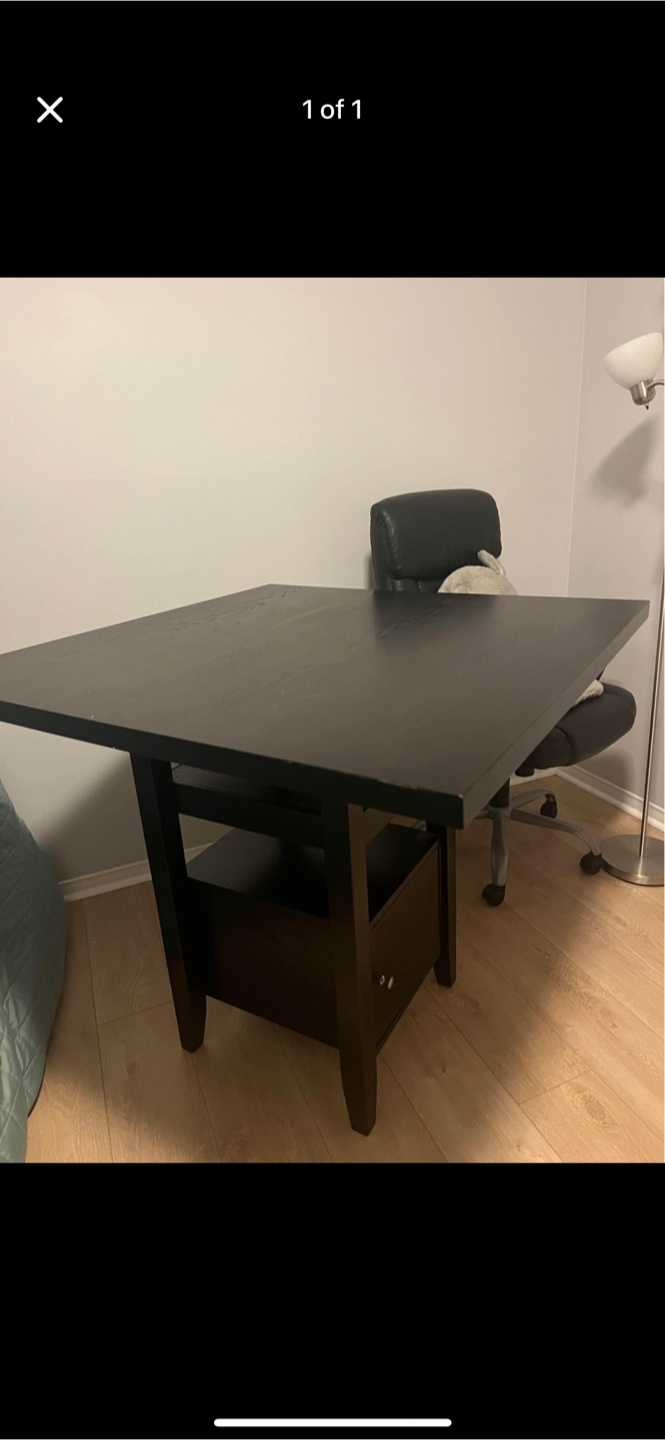 Dark Brown Wood Table with Storage