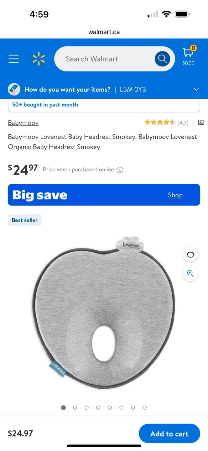 Babymoov Lovenest Baby Headrest Smokey thumbnail