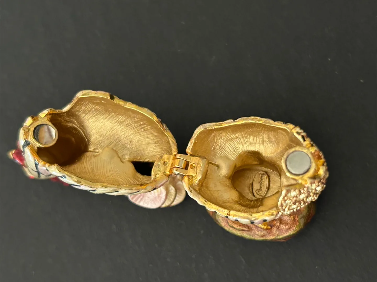 VINTAGE RUCINNI ROOSTER TRINKET BOX JEWELED SWAROVSKI pull image indicator(5)