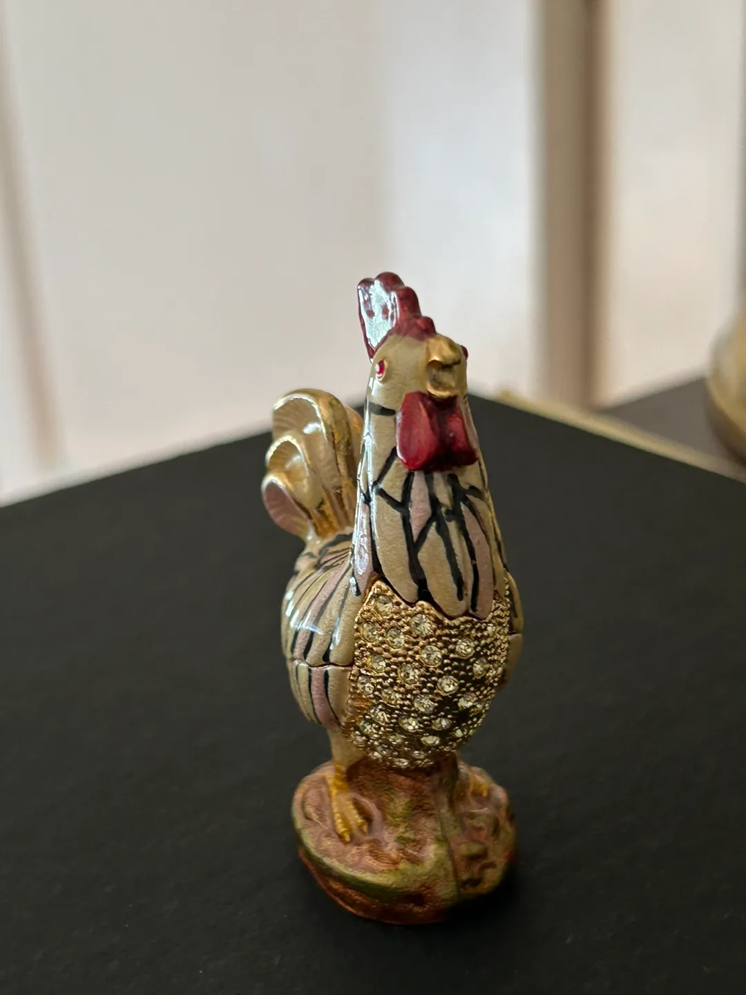 VINTAGE RUCINNI ROOSTER TRINKET BOX JEWELED SWAROVSKI pull image indicator(6)