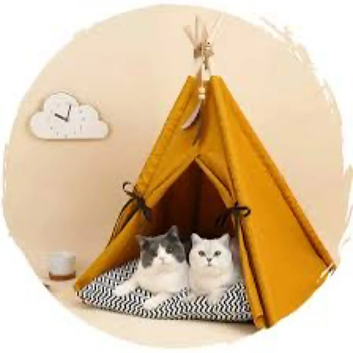 Zeze Cute Pet Tent Bed - Yellow thumbnail