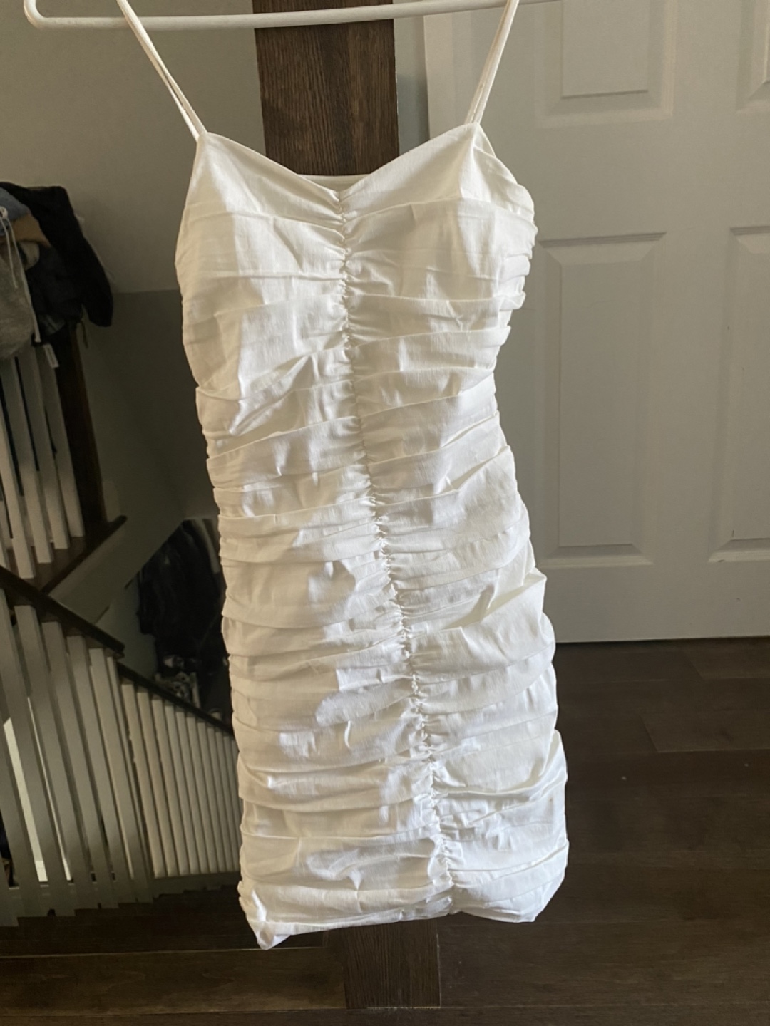 Zara White Ruched Dress - Size XS