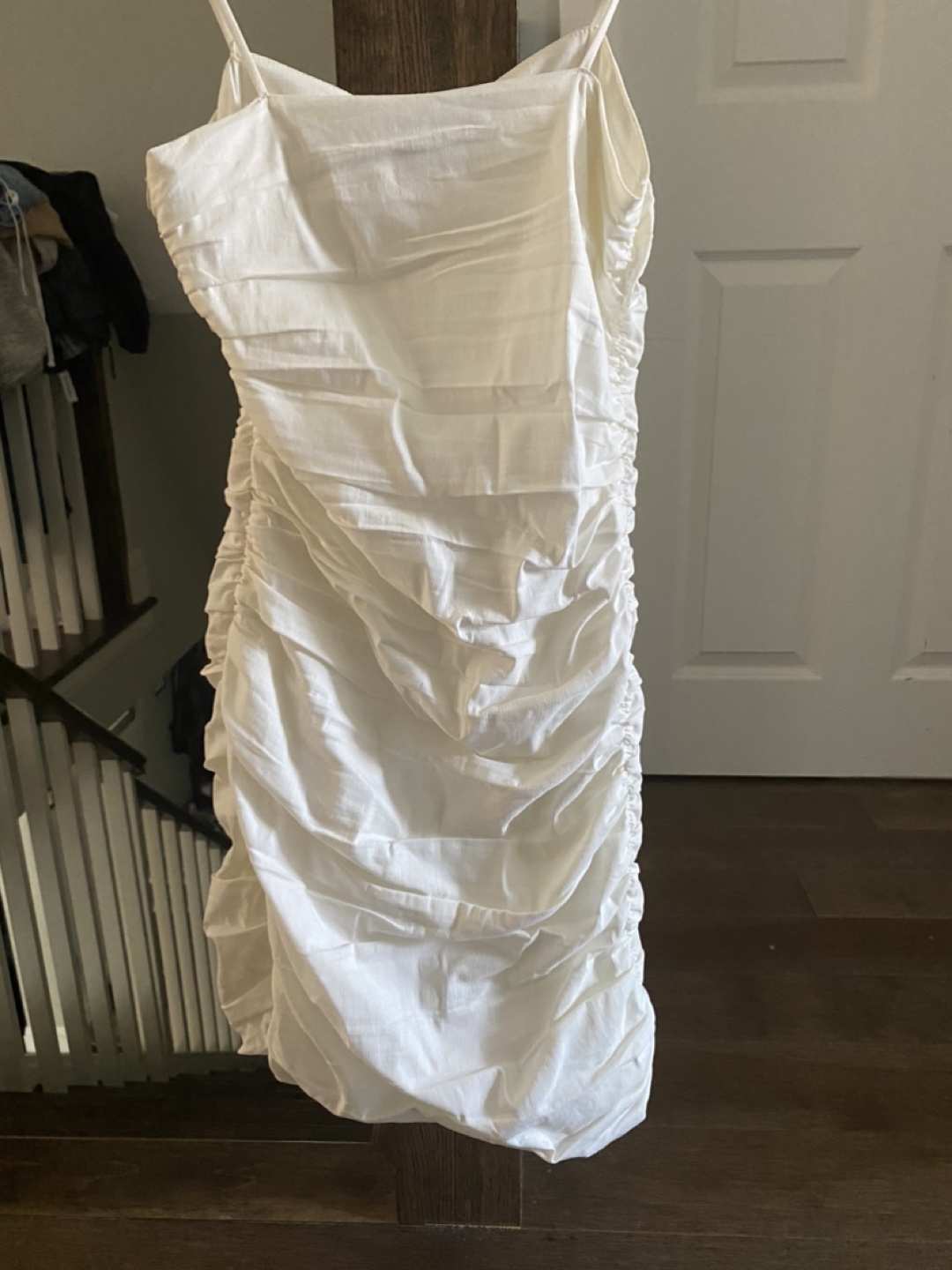 Zara White Ruched Dress - Size XS - photo 2