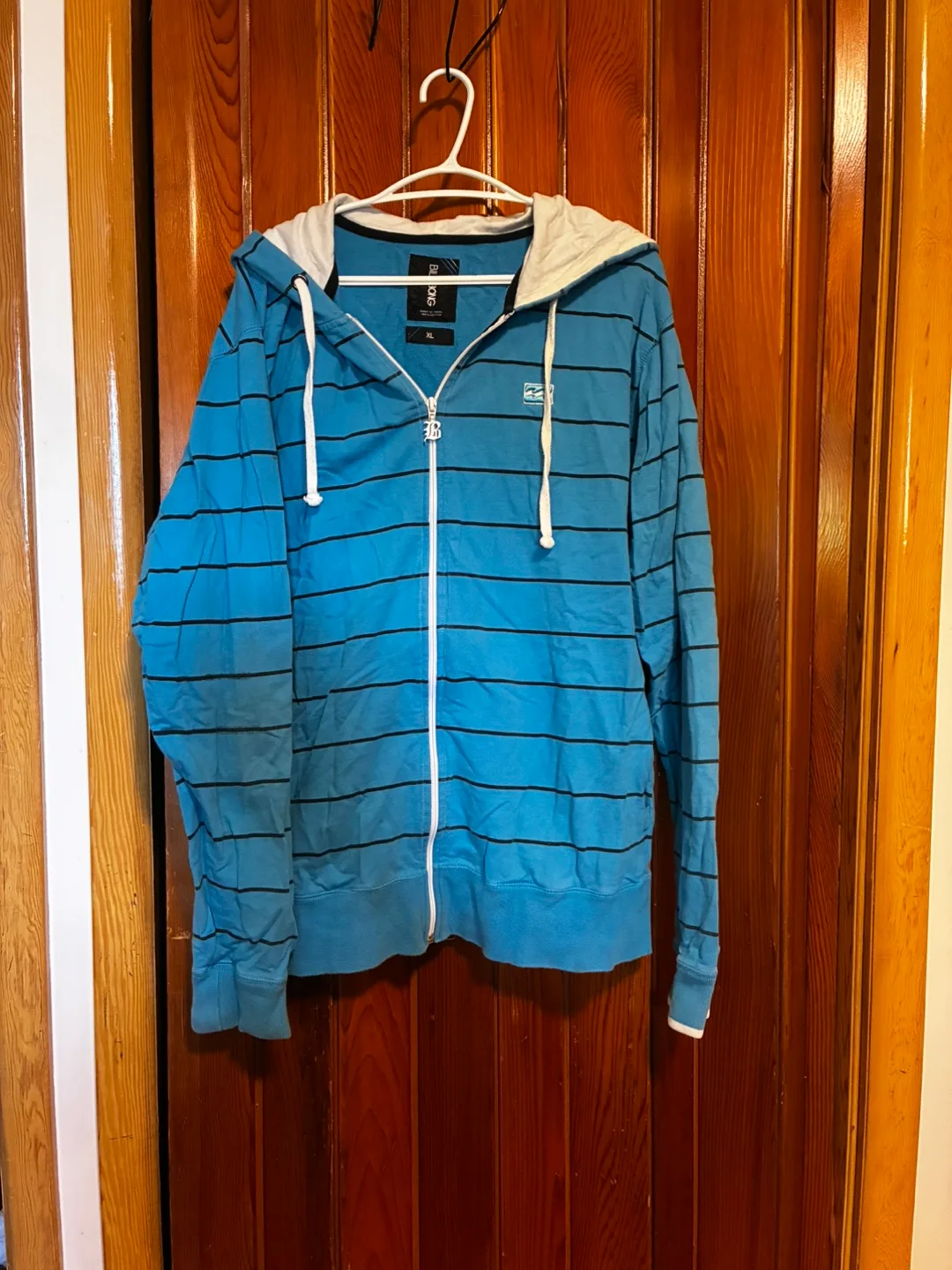 Billabong Blue Striped Zip-Up Hoodie - XL thumbnail