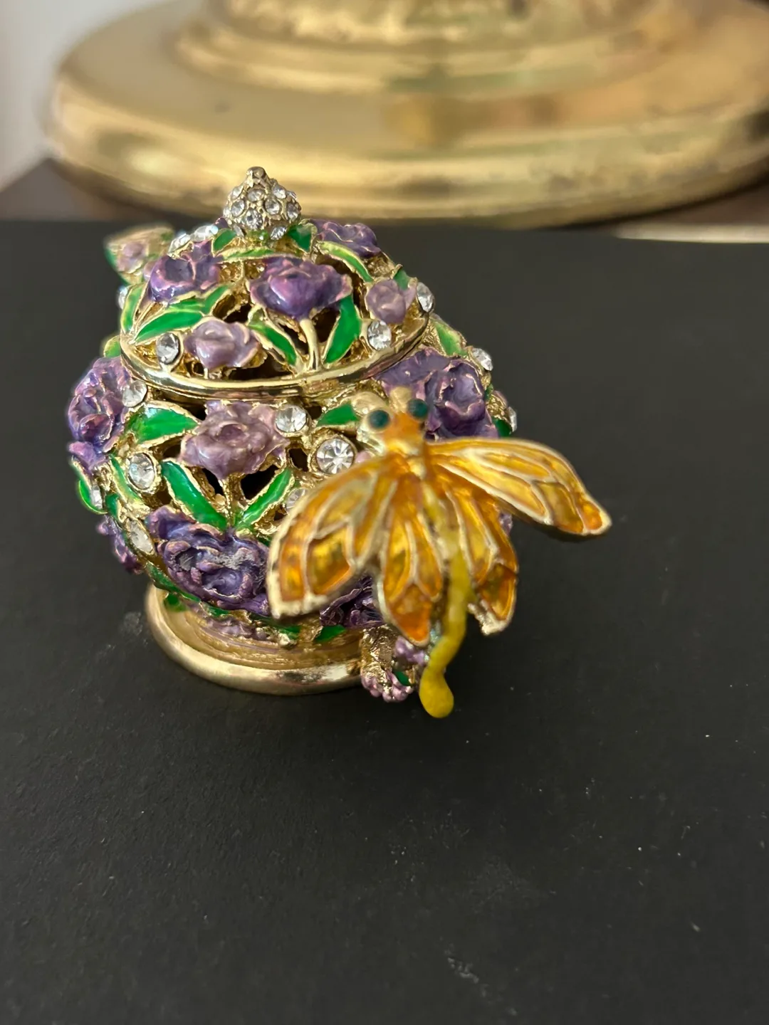 $25 Hand Painted Teapot Trinket Box Enameled Jewelry Box pill image indicator(2)