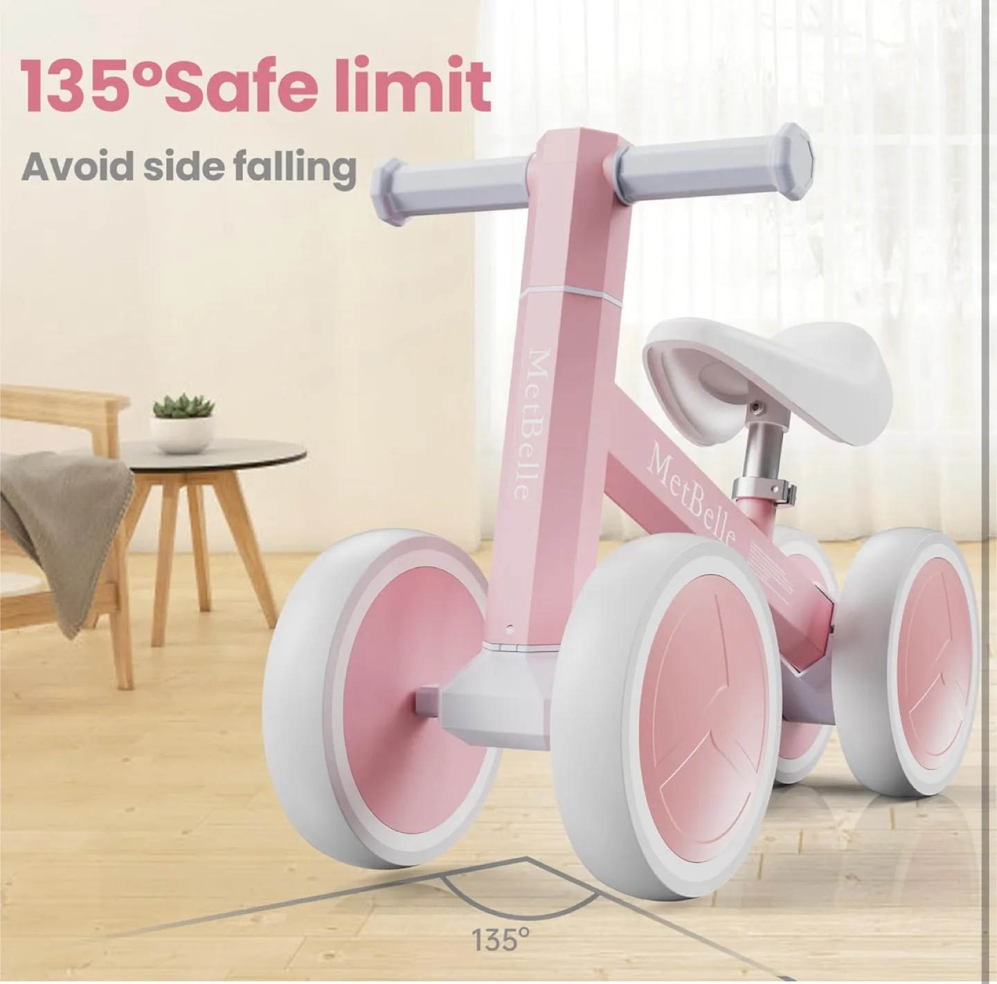New MetBelle Pink Balance Bike for Toddlers 1-3 Years thumbnail