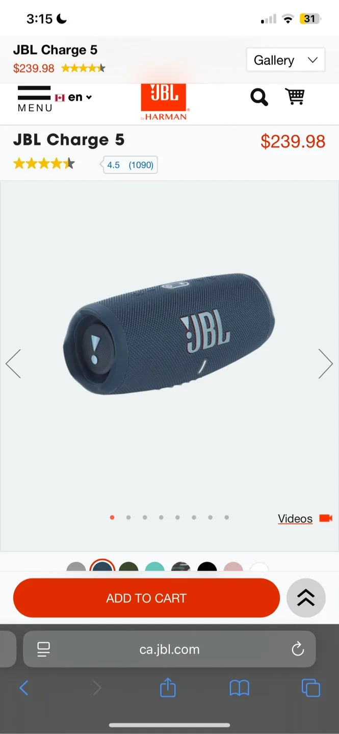 JBL Charge 5 Bluetooth Speaker - Blue thumbnail