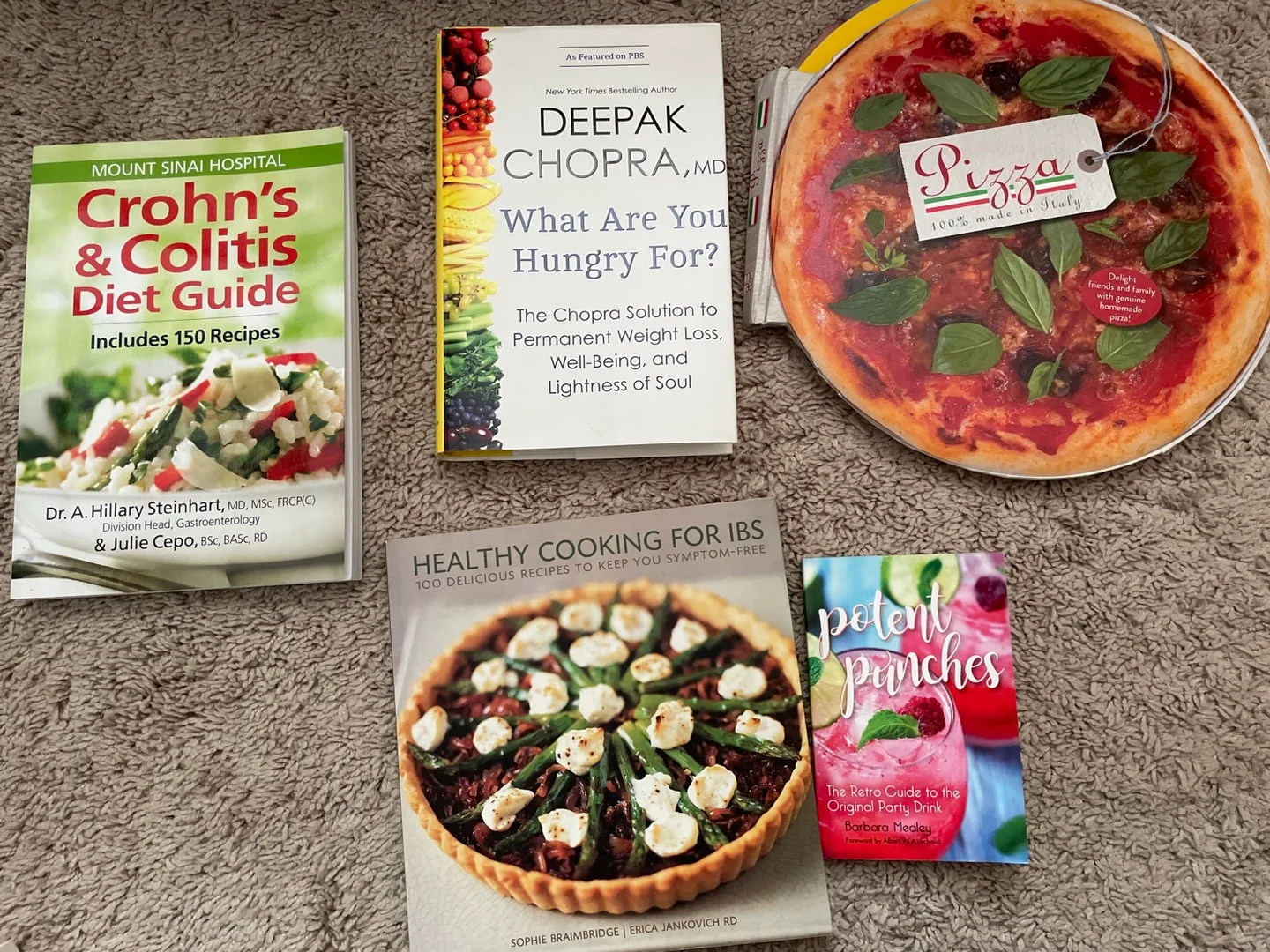 Lot of 5 Cookbooks: Crohn's, Chopra, IBS & More thumbnail