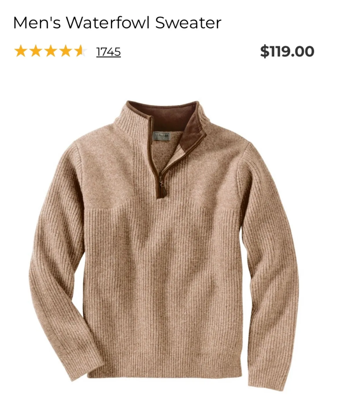 L.L.Bean Men's Waterfowl Sweater - Size M thumbnail