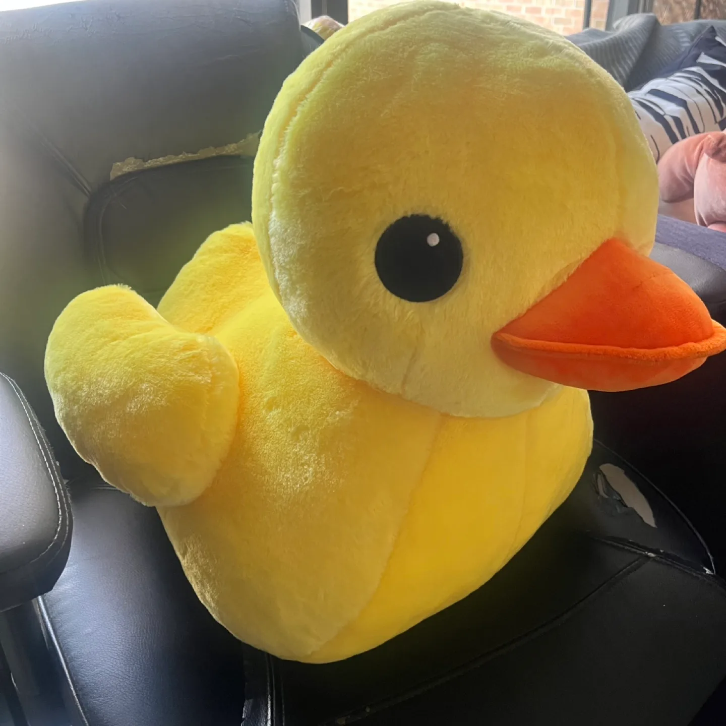 Big yellow duck plush fluffy thumbnail