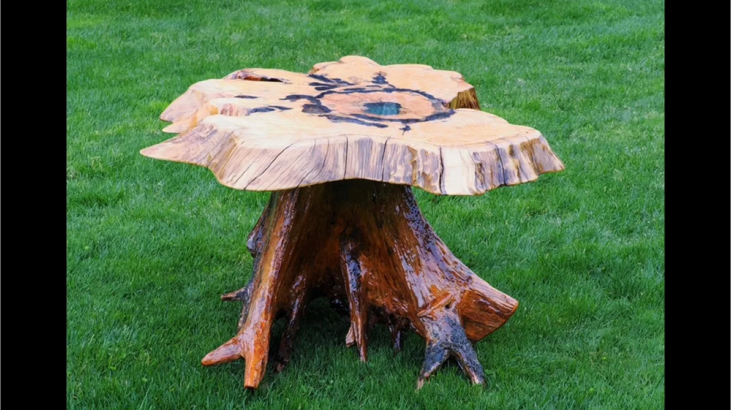 Unique Tree Stump Cedar Table, hand made thumbnail