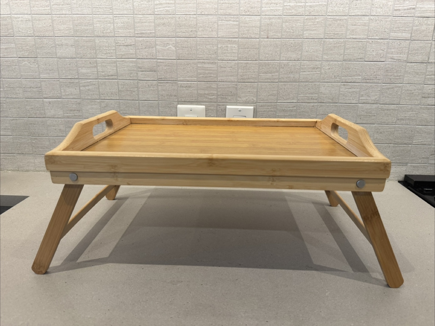 Wooden Bed Tray Table with Folding Legs