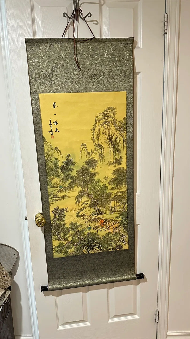 Serene Mountain & River Scroll Art - Unique Home Decor thumbnail