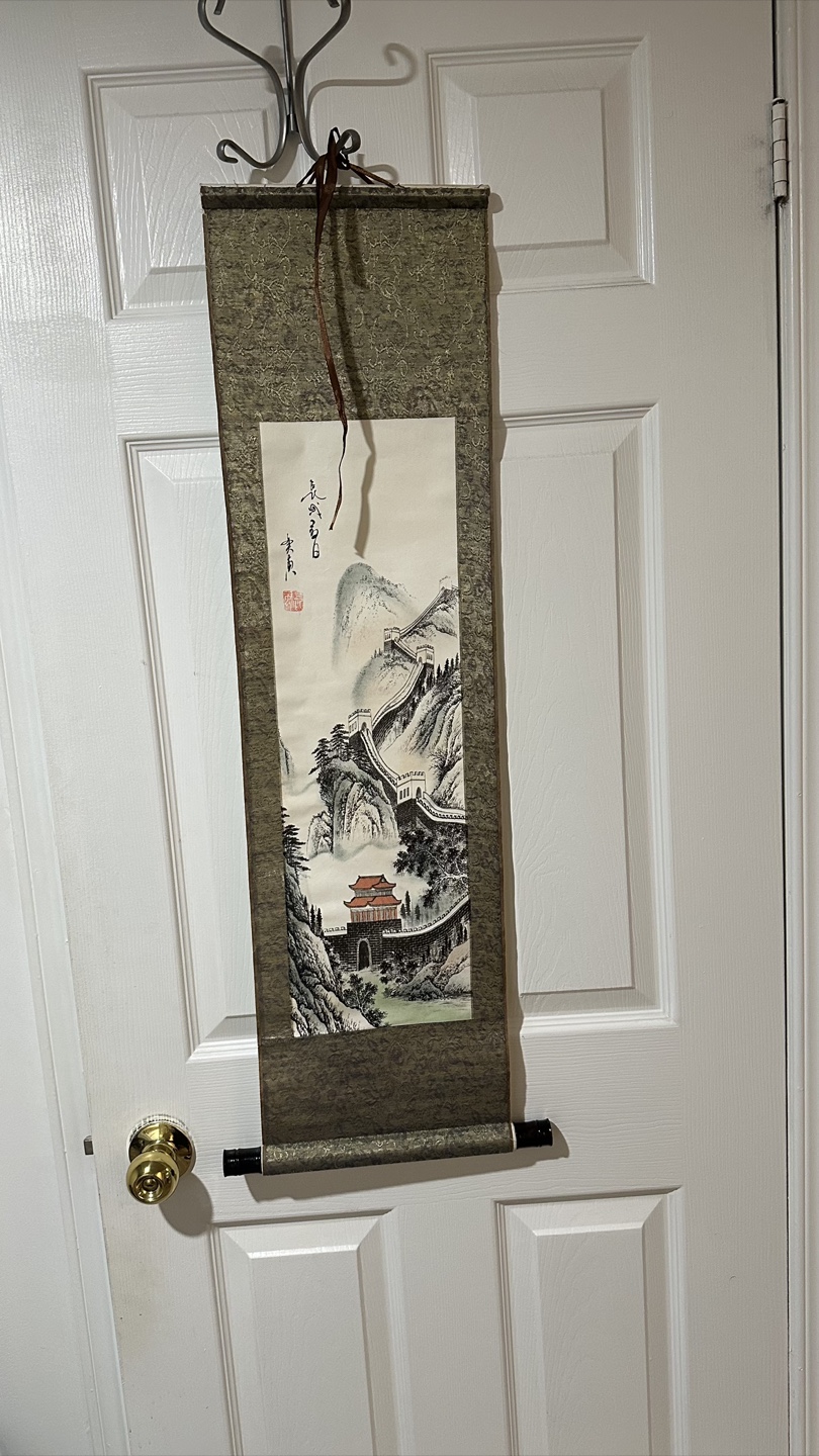 Hand-Painted Chinese Scroll Art - Great Wall Scene