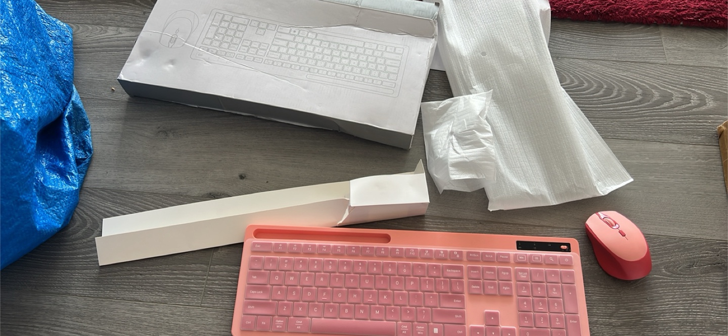 Pink Wireless Keyboard and Mouse Combo