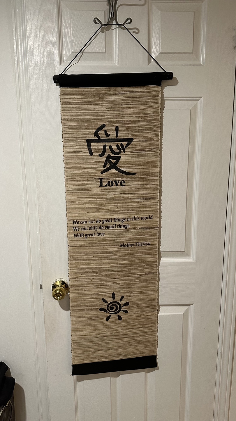 Inspirational "Love" Bamboo Scroll - Mother Teresa Quote