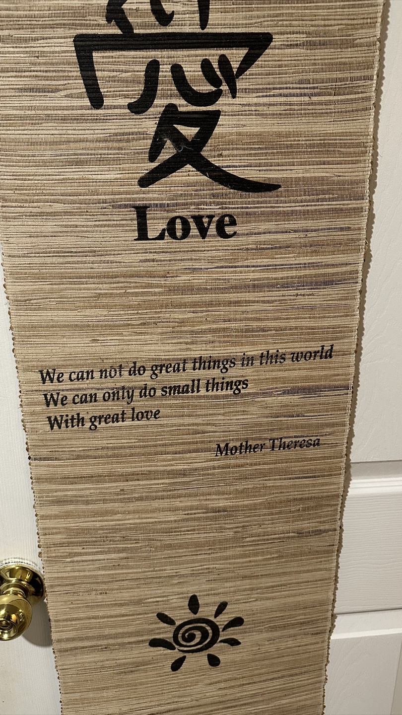 Inspirational "Love" Bamboo Scroll - Mother Teresa Quote - photo 2