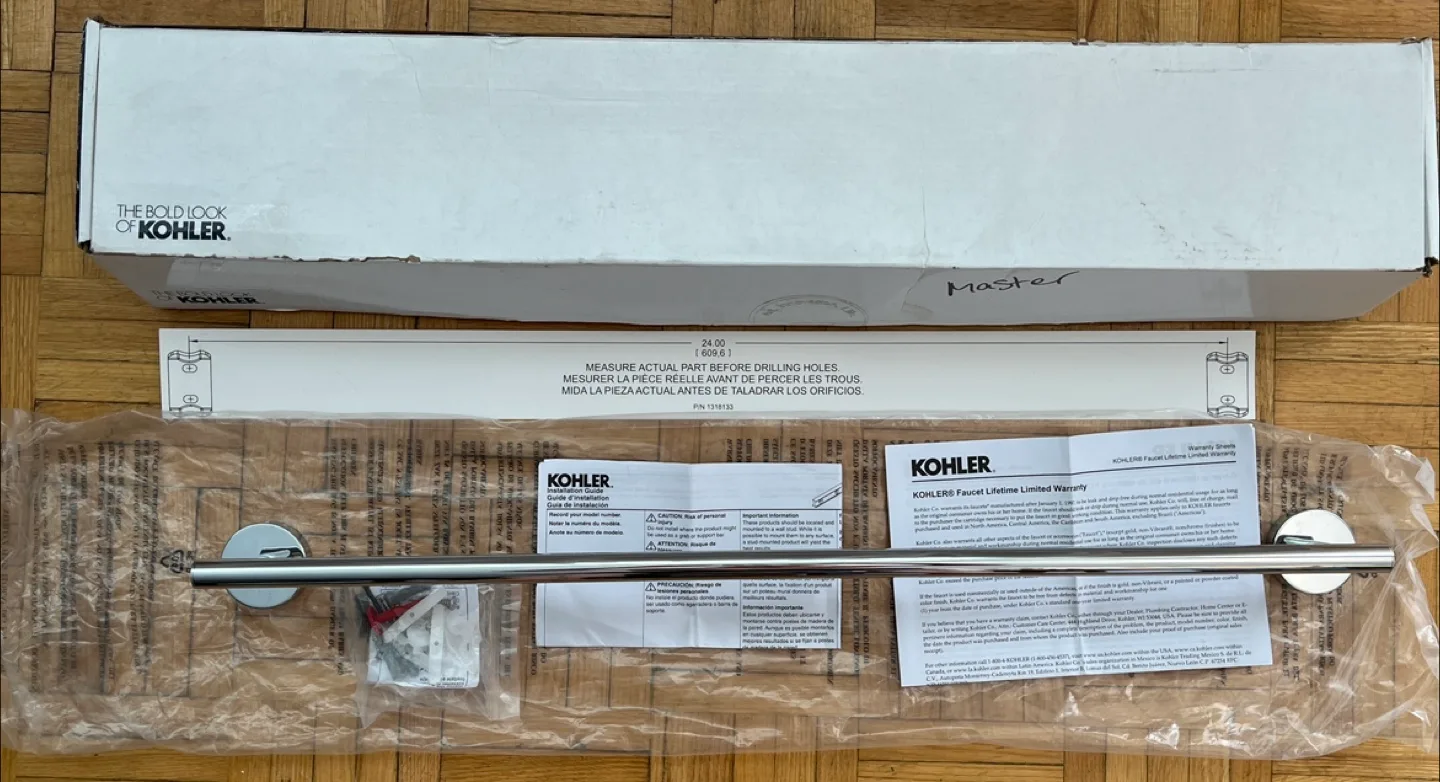 New Kohler Elate 24" Polished Chrome Towel Bar image indicator(3)