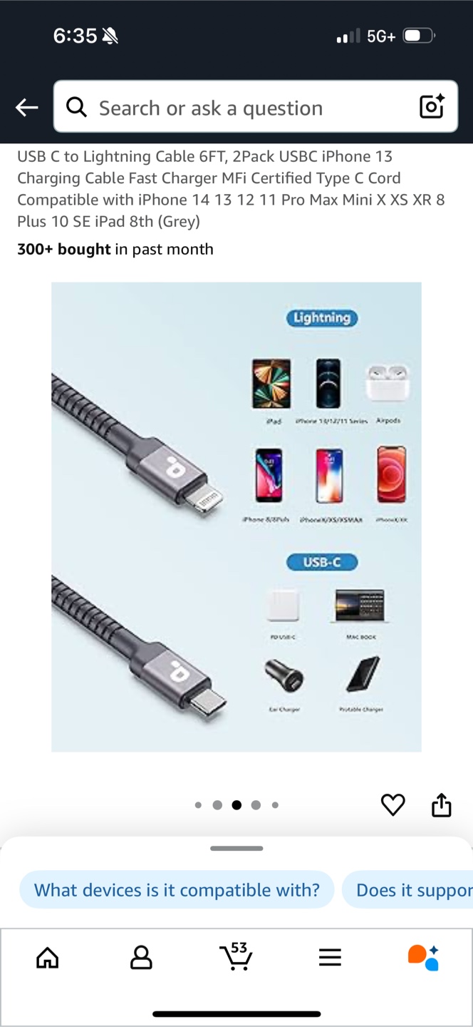 USB-C to Lightning Cable 6FT - photo 2