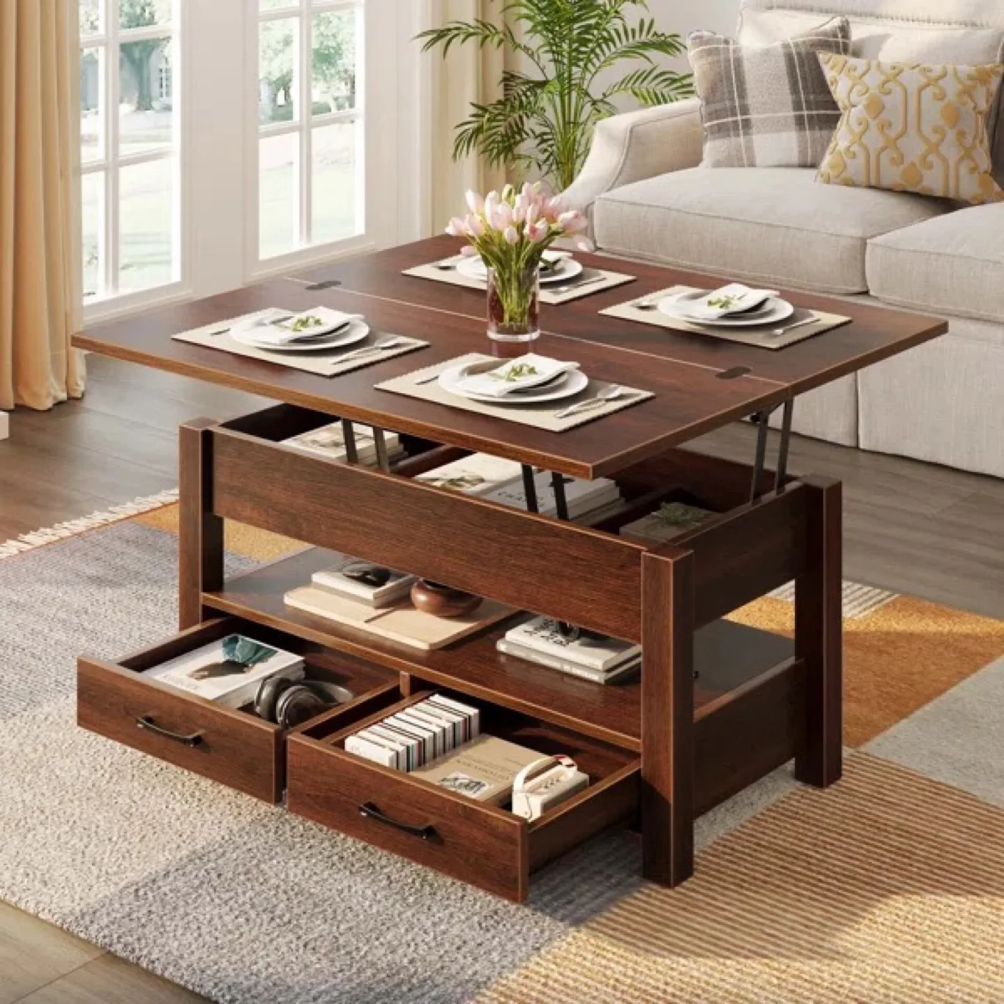 Lift Top Coffee Table with Hidden Storage thumbnail