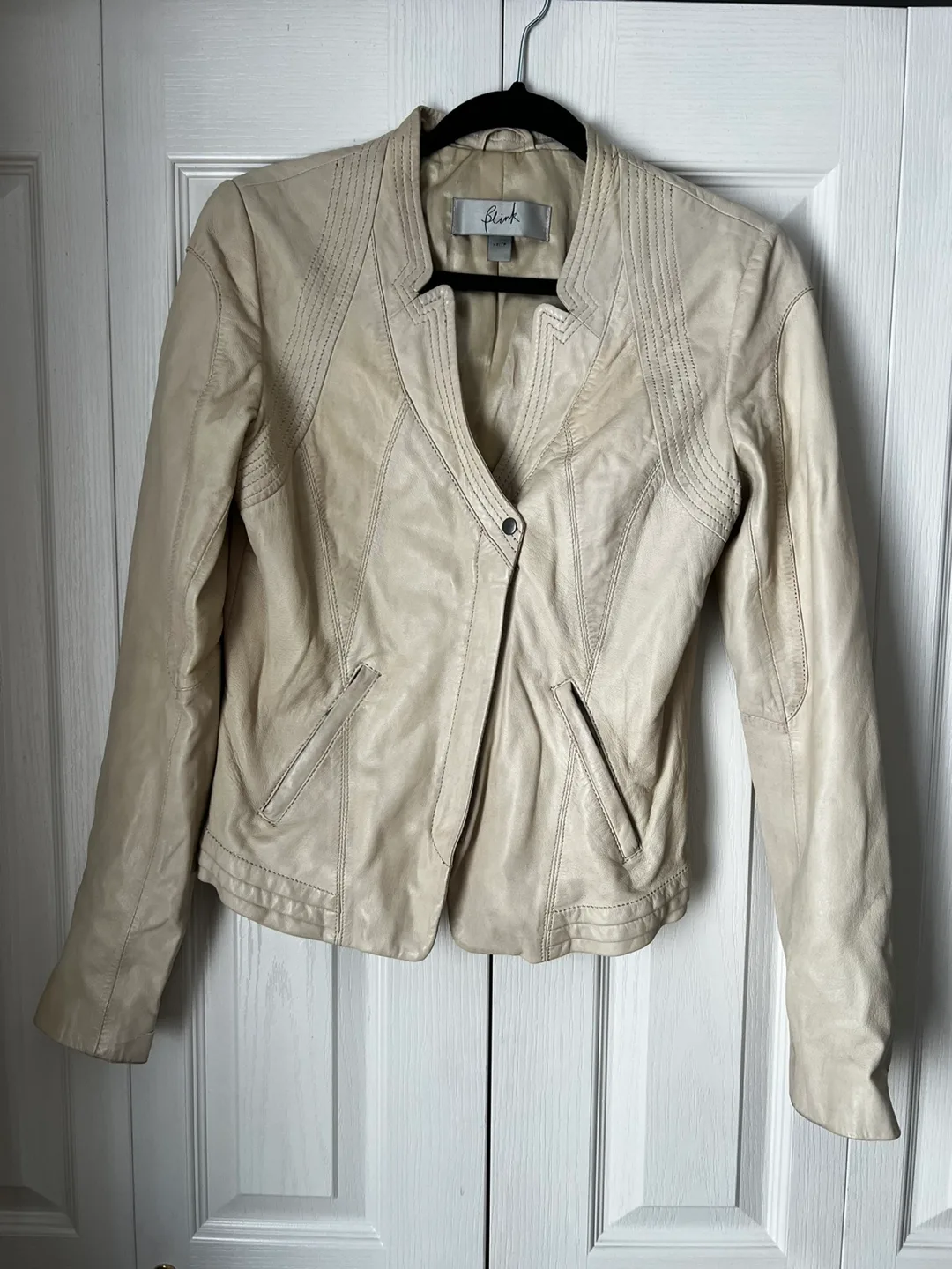 Beige Leather Jacket - XS thumbnail