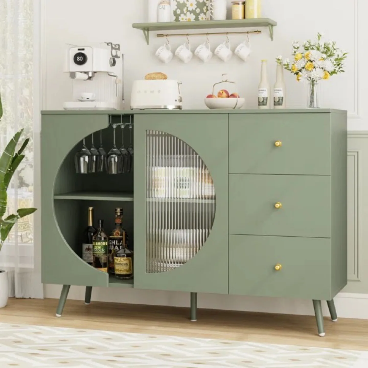 Green Accent Cabinet with Storage thumbnail