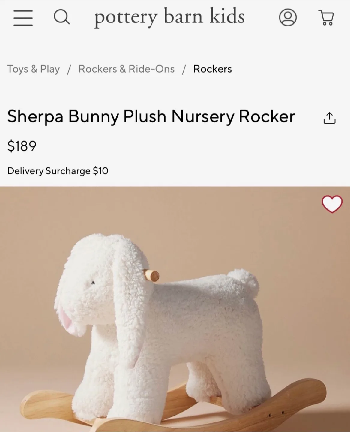 Pottery Barn Kids Sherpa Bunny Plush Rocker image indicator(2)
