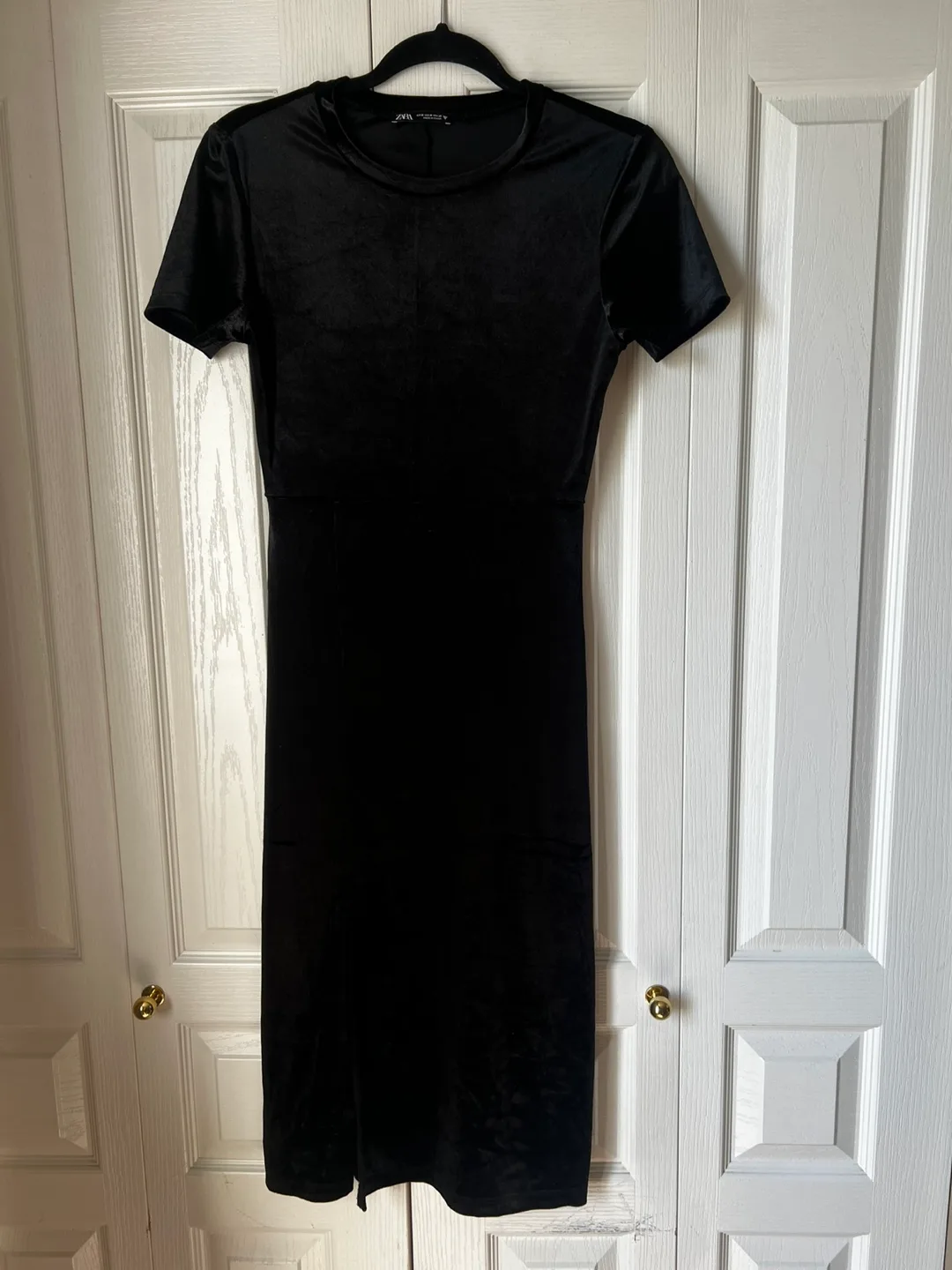 Zara Black Velvet Midi Dress thumbnail