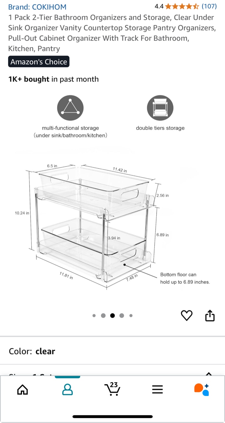 BRAND NEW IN BOX 2-Tier Bathroom Organizer - Clear
