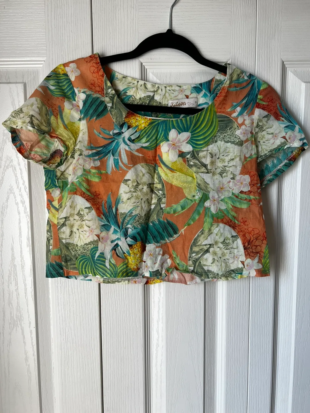 Kitson Floral Print Crop Top - Size S thumbnail