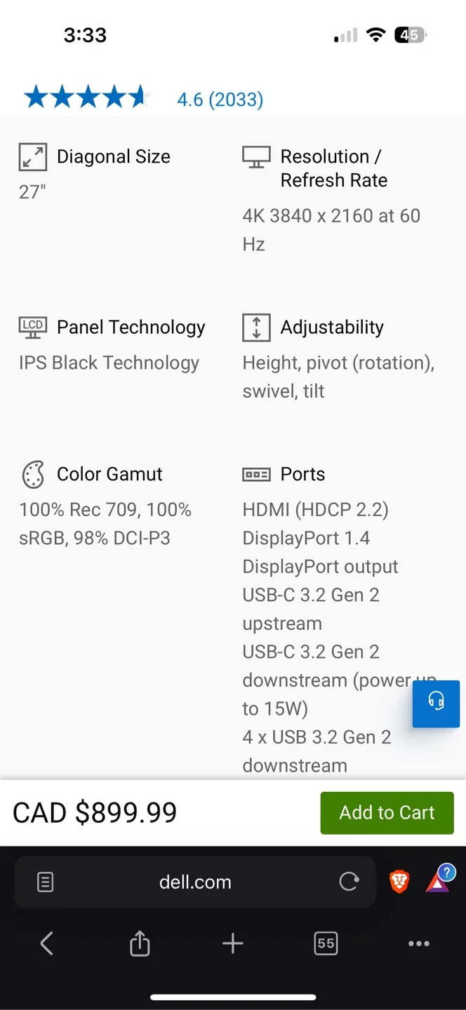 🖥️ Dell UltraSharp 27" 4K USB-C Hub Monitor - U2723QE image indicator(3)