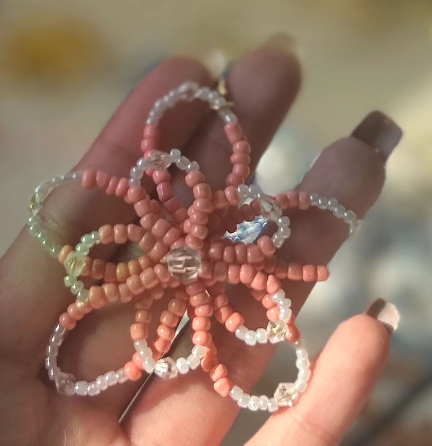 Cute Handmade Beaded Flower charms thumbnail