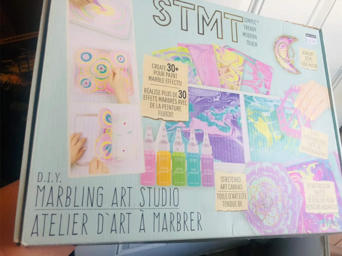 🇨🇦NEW DIY Marbling Art Studio Kit, Paint Canvas, Paper& Tools! thumbnail