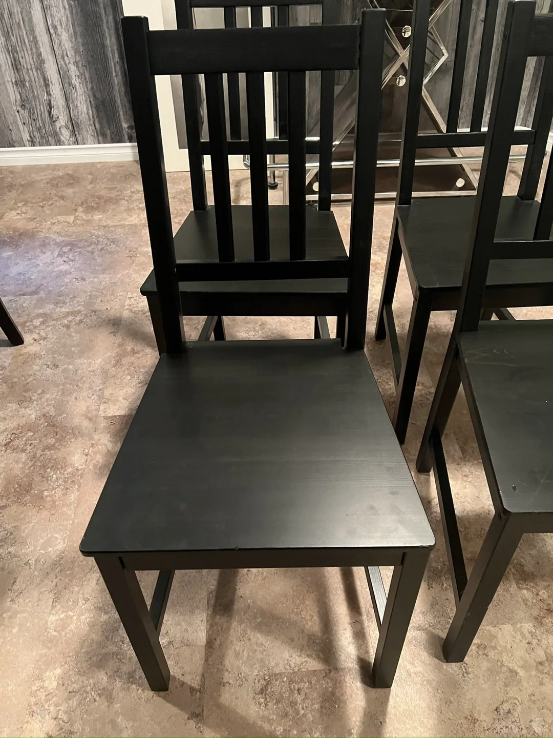 IKEA Black Wood Chairs - Set of 4 image indicator(2)