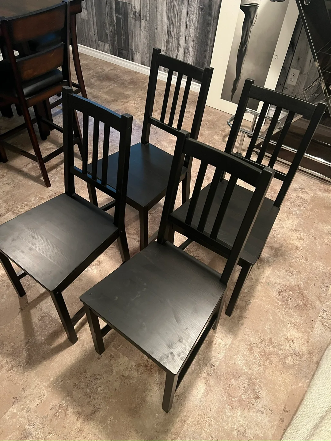 IKEA Black Wood Chairs - Set of 4 image indicator(3)