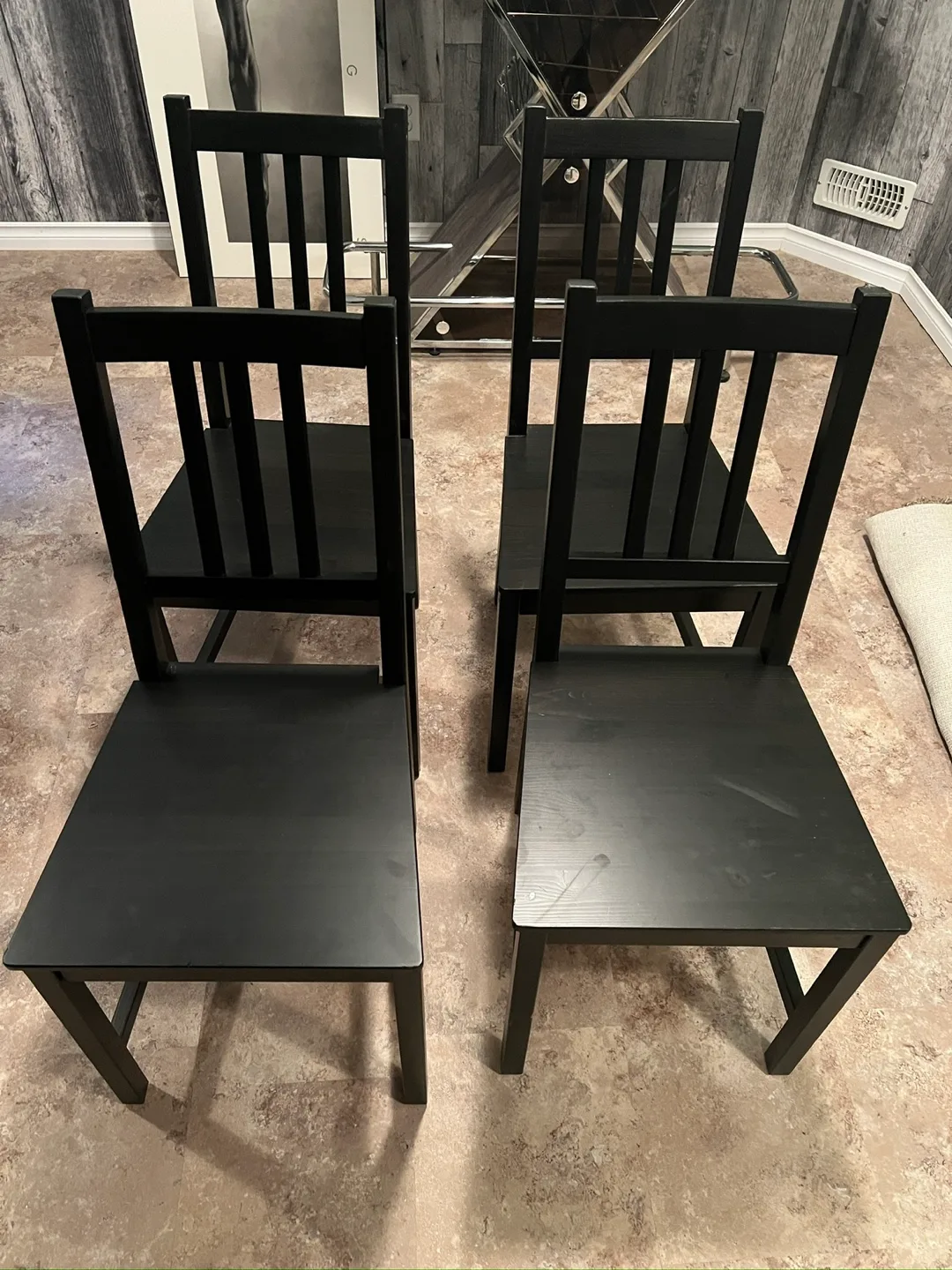 IKEA Black Wood Chairs - Set of 4 thumbnail