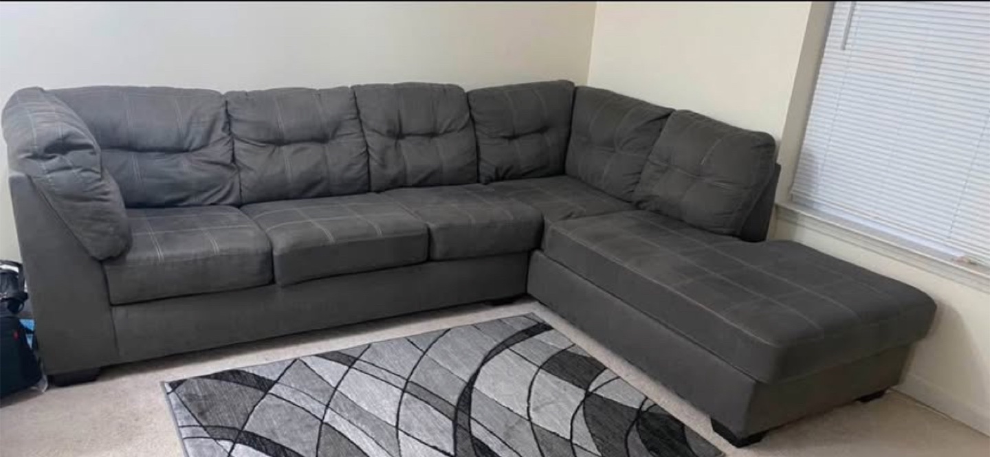 Gray Sectional Sofa with Chaise Lounge (L-shaped)