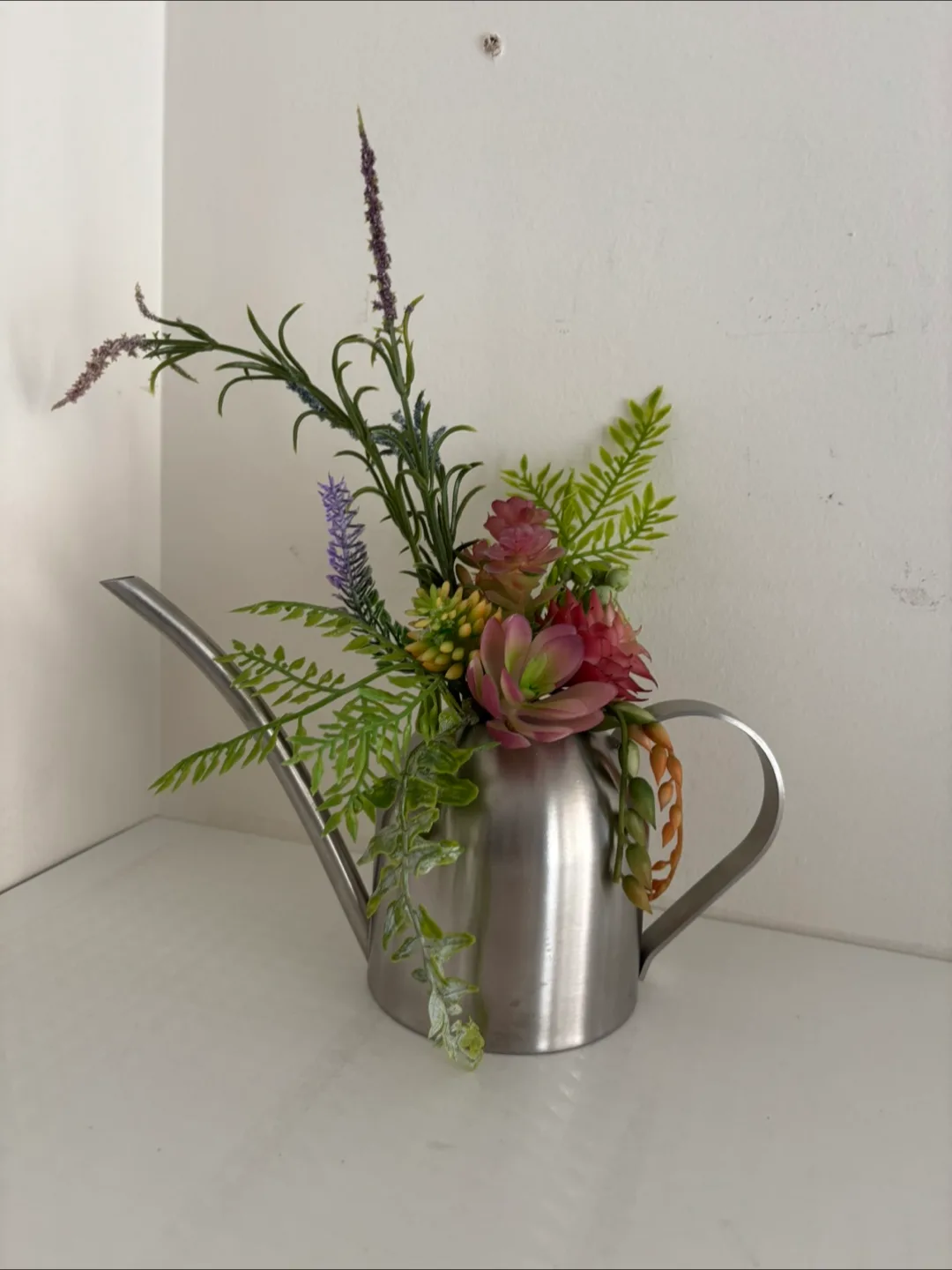 Metal Watering Can with Artificial Succulents thumbnail