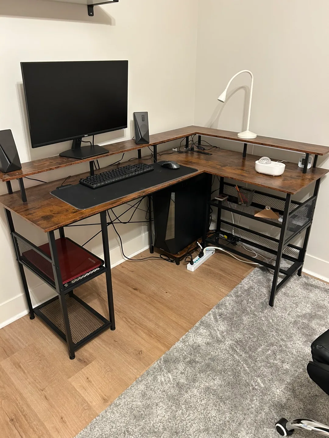 L-Shaped Corner Desk with Shelves thumbnail