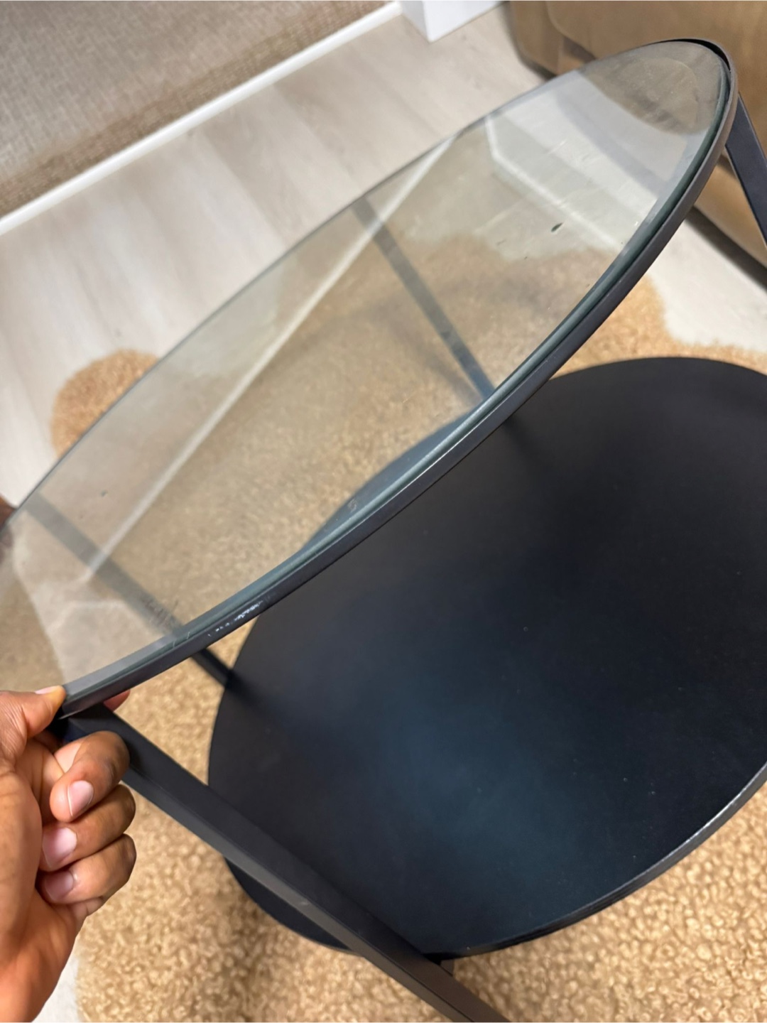 Round Black Glass Coffee Table - photo 3