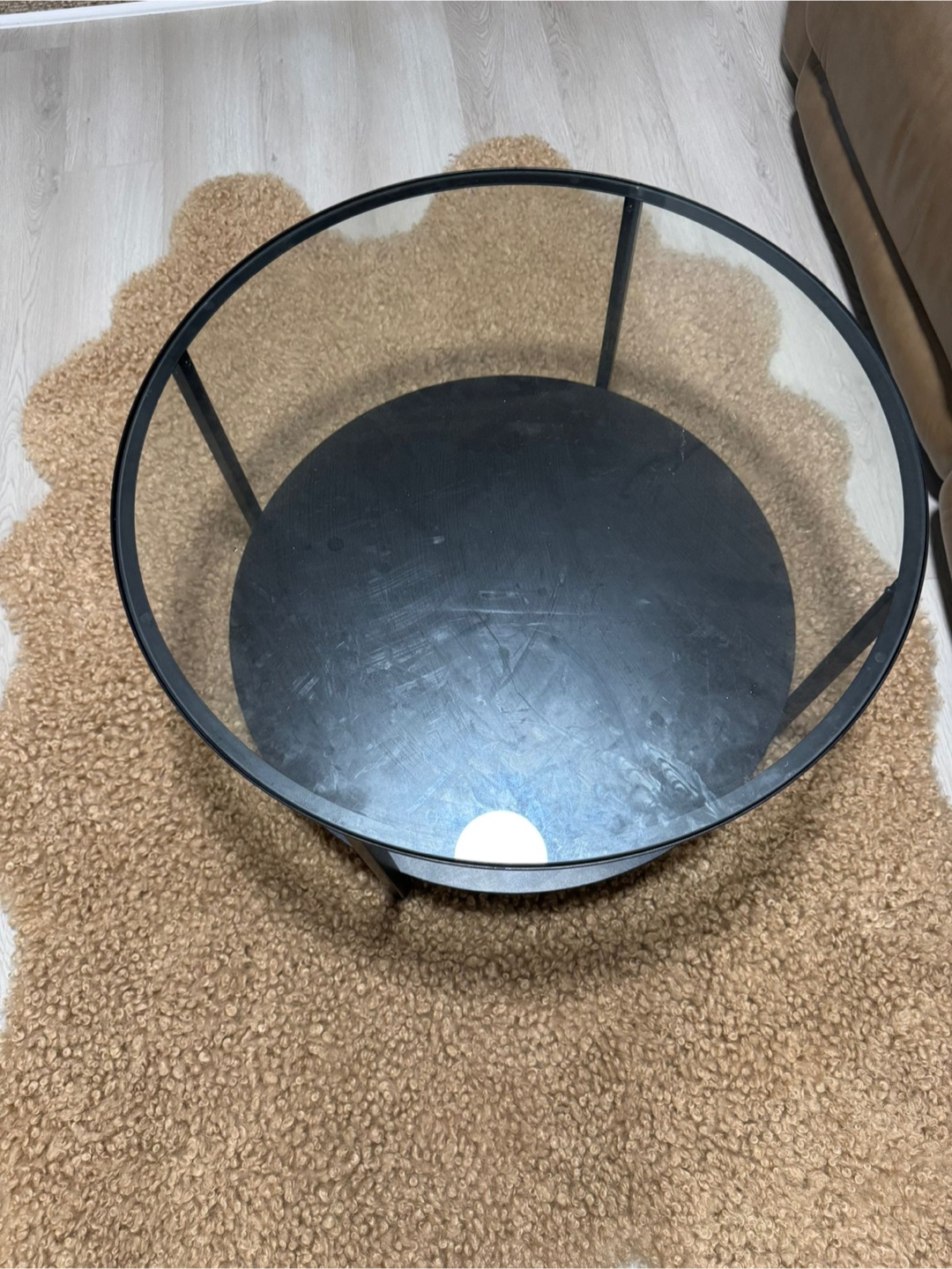 Round Black Glass Coffee Table
