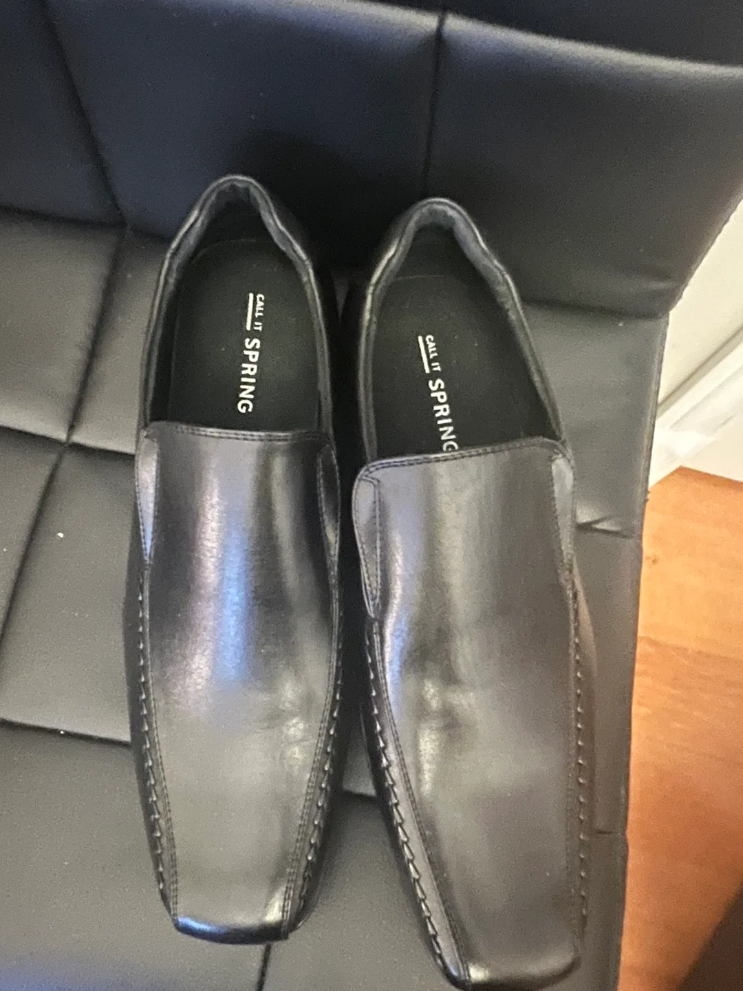 Call It Spring Mens Black Leather slip-on Loafers - Size 12 thumbnail
