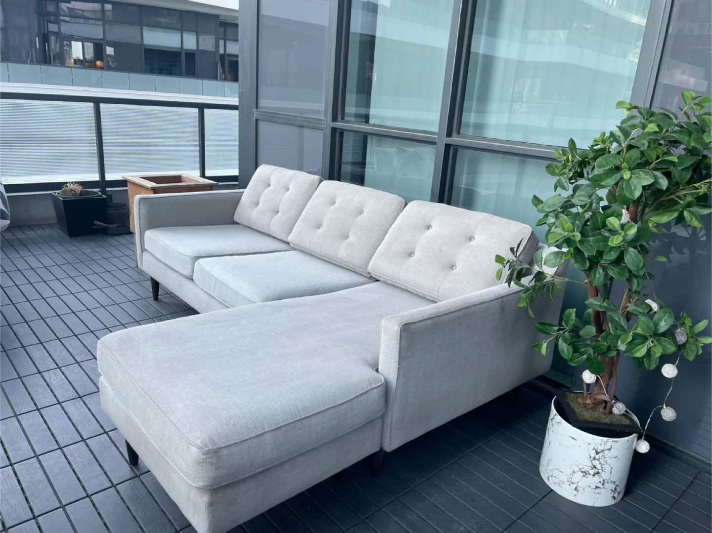 Grey Sectional Sofa with Ottoman/ Large Patio Couch thumbnail