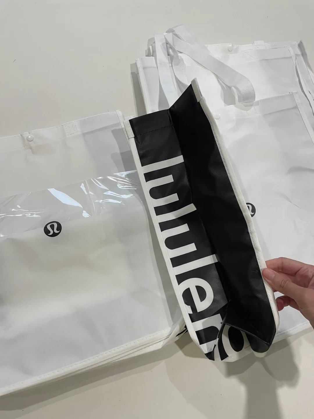 Lululemon Large Tote Bags 14”x16” New. Black/White image indicator(5)